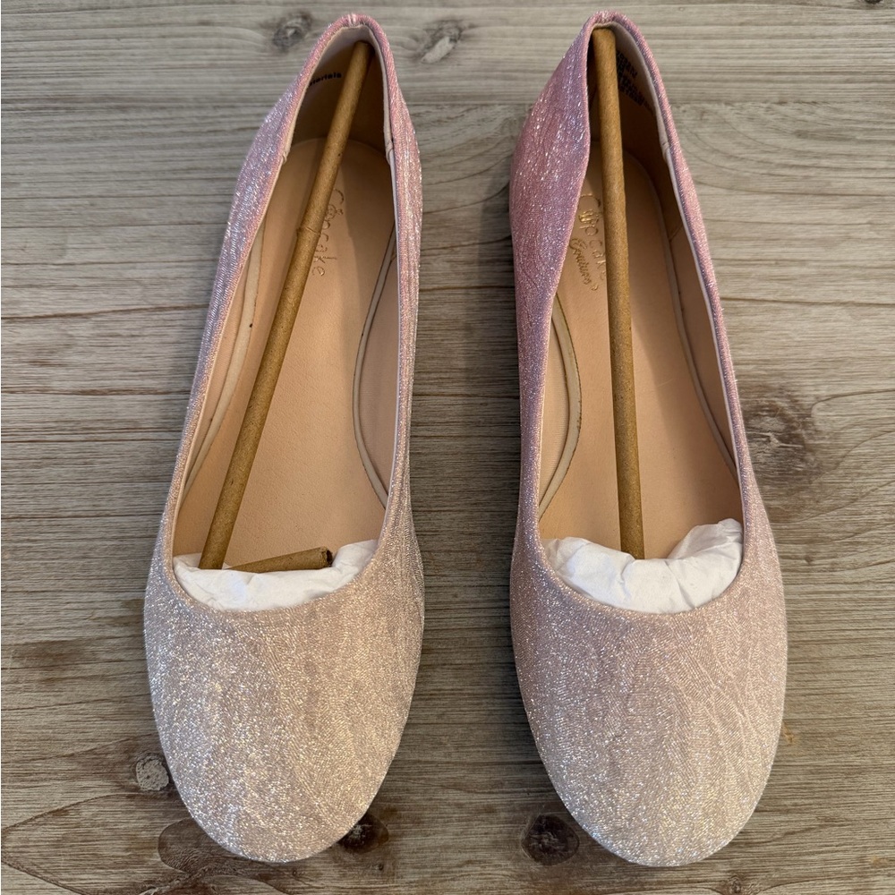 Girl’s Pink to Gold Ombré Glitter Flats